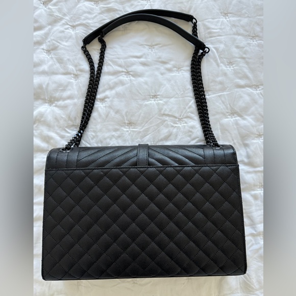 YSL Yves Saint Laurent large envelope bag black/gunmetal w/ all original pkg - Picture 4 of 10